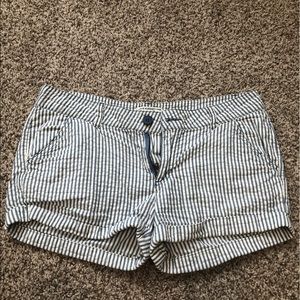 Blue and white striped shorts